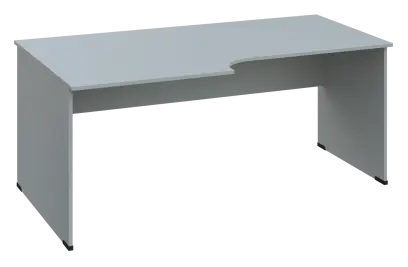 ERL 18 - 188 stůl kancelářský, rohový, levý, dřevěná podnož, deska 18 mm, široký 1800 mm, šedá